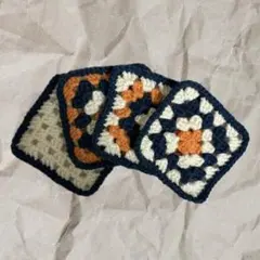 コースター4枚セット ハンドメイド かぎ針編み