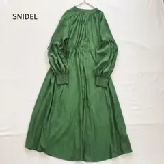 【美品】SNIDEL/スナイデル シャーリングロングワンピース 長袖 グリーン
