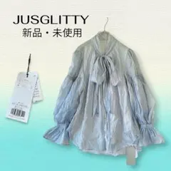 【新品・未使用】JUSGLITTY ジャスグリッティー ラメ ボウタイブラウスのサムネイル