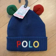 【新品未使用】POLO ベビー ニット帽 46-50cm くま耳