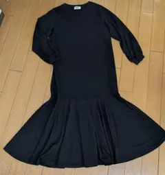 HUG.Uハグユー長袖 マーメイドロングワンピース ブラック　着やせ