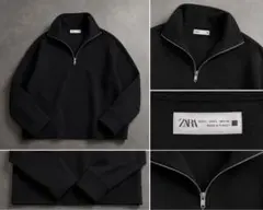 ZARA ハーフジップ プルオーバー 黒 Lのサムネイル