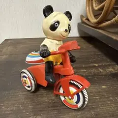 当時物 マーク社日本製 希少箱付き風船付きパンダ三輪車玩具赤と緑の2