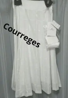 【新品未使用品タグ付】Courre'ges ホワイト フレアスカートのサムネイル