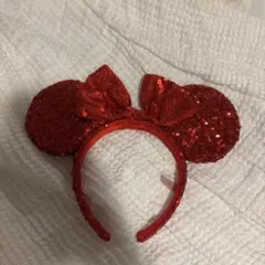 赤いスパンコール ミニーマウスカチューシャ