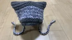 猫耳ニット帽 ハンドメイド かぎ針編み