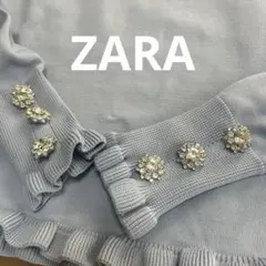 ZARA （ザラ）ビジューラインストーン　タートルネック　トップス　水色