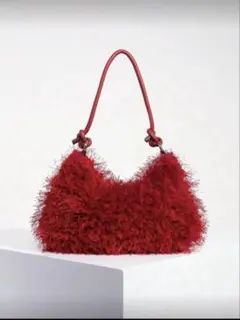 レッドファーショルダーバッグ