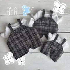 ぬい活　推し活　kpopドール 着せ替え『ブラックチェックサロペット♪』のサムネイル