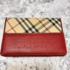 バーバリー ノバチェック カードケース レッド系 ギフト