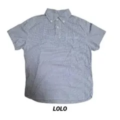 LOLO ロロ タイプライター プルオーバー半袖シャツ ギンガム Lのサムネイル
