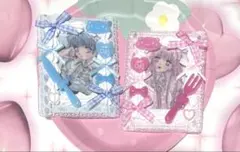 トレカケース ホイップデコ 硬質ケース B8 ピンク 水色 萌え ネコ 推し活