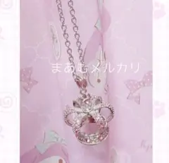 クラウンネックレス　シルバーピンク　大