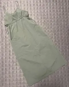 しまむら キャミワンピース ナイロンキャミワンピ ドロストワンピース カーキ