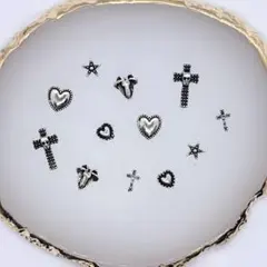 ヴィンテージ風 シルバー ネイルパーツ 12個セット