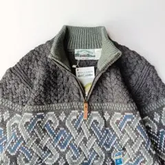 90s アイルランド製 aran crafts ハーフジップ ウールニットのサムネイル