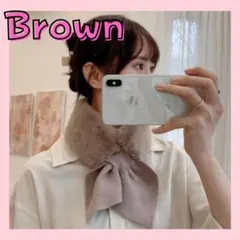 マフラー スヌード ふわふわ フェイクファー ティペット パール 韓国　防寒