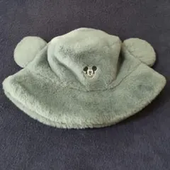 ディズニー ミッキー 耳付き ファー バケットハット ブルー キャップ 帽子
