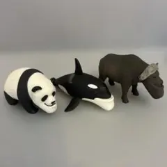 シャクレルプラネット　パンダ　シャチ　バッファローフィギュア 3体セット
