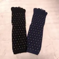5本指ソックス 黒とネイビー ドット2色セット 21〜23cm