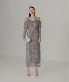 【値下げ中】チュールロングスリーブリーフIラインワンピースドレス【Leja】