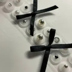M11♡耳つぼジュエリー/Jewelry シルバー リボン 黒 パール ハート