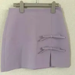 ZARA ラベンダー リボン付きタイトスカート