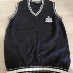 pom ponette ネイビー Vネックベスト M