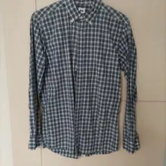 UNIQLO メンズ 長袖チェックシャツ ブロードシャツ ブルー系 M
