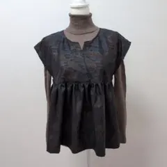 本場大島紬ギャザーブラウス ★ 着物リメイク