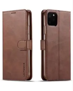 55…iPhone13ProMaxケース 高級PUレザー 衝撃吸収ダークブラウン