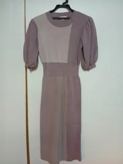 クリーニング済み リエンダ カラーブロックニットワンピース M ピンク