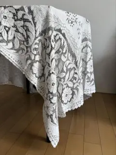 ヴィンテージテーブルクロス 花柄 アンティーク レース