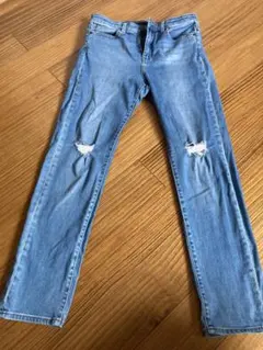 ダメージ加工ライトブルースキニーデニム 26