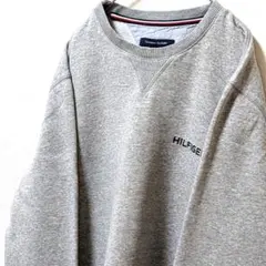 トミーヒルフィガー ロゴ刺繍 スウェットトレーナー グレー 灰色 L 古着