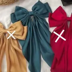 ヘアクリップ バレッタ リボン 大きめ ヘアアレンジ ヘアアクセ　髪留め　緑