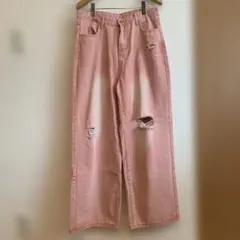 SHEINダメージウォッシュ加工 ワイドストレートデニムパンツのサムネイル