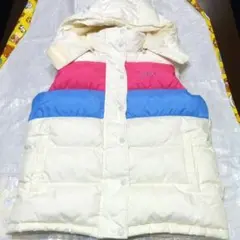 【美品】ROXY/アイボリー ダウンベスト 肉厚 フード付き size L