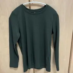 ※値下げしました　ダークグリーン リブ編み クルーネック　長袖Tシャツ Lサイズ