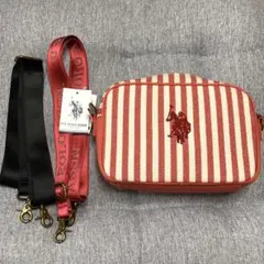 U.S. POLO ASSN. ストライプショルダーバッグ　赤