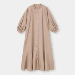 【美品】大人気ワンピ！！ベージュ シャツワンピース 長袖 7分袖