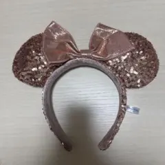 ミニーちゃん カチューシャ ピンク ローズゴールド スパンコール