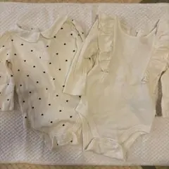 ハート柄&肩フリルロンパース　２枚セット