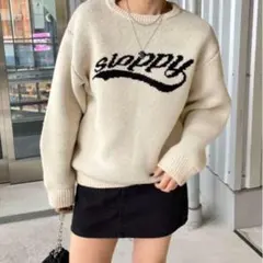 スロッピー刺繍入りクリーム色ニット　who’s who gallery