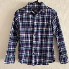 ネルシャツ　FLANNEL 長袖シャツ 140サイズ チェック柄　紫
