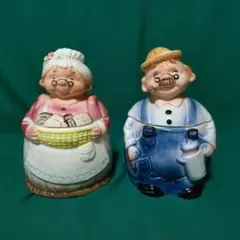 美品陶器置物ペアキャンディポット
