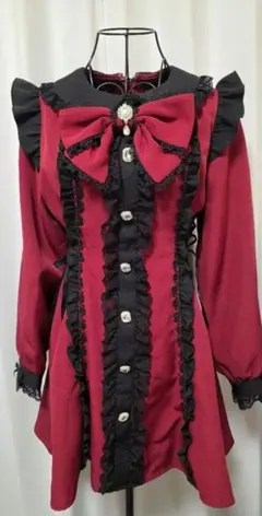 完売品 DearMyLove サイドレースアップフリルワンピース ボルドー LL