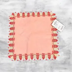 近沢レース　ケチャマヨ　タオルハンカチ　サーモンピンク