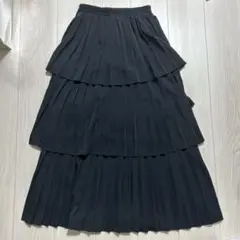 プリーツ ティアード ブラック