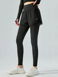 yomoment ショートパンツ付きレギンス　ブラック　L